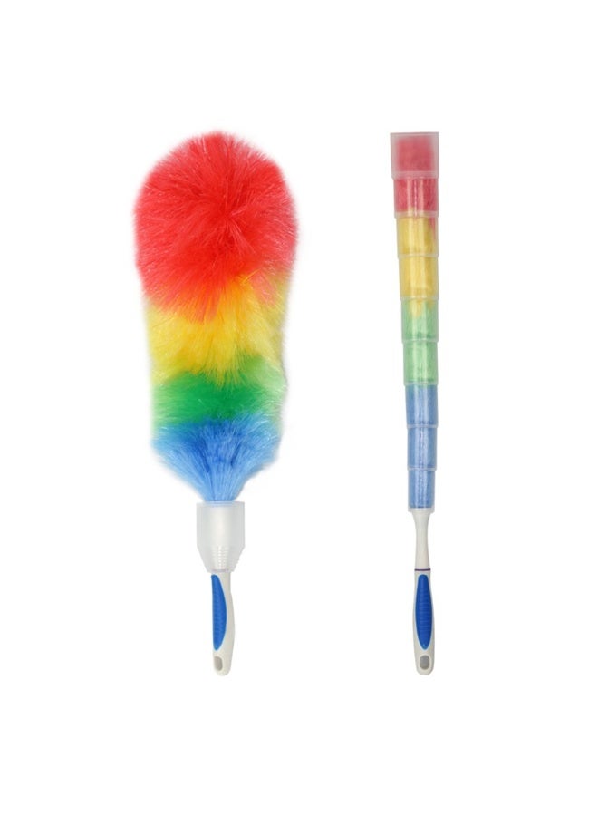 ECLux Feather Duster 62cm Washable Duster with Plastic Protective Shell Retractable and Bendable Duster Color Chicken Dust Removal Household Car Microfiber Duster (Assorted) - Image 1